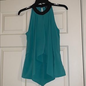 Teal and black halter tank